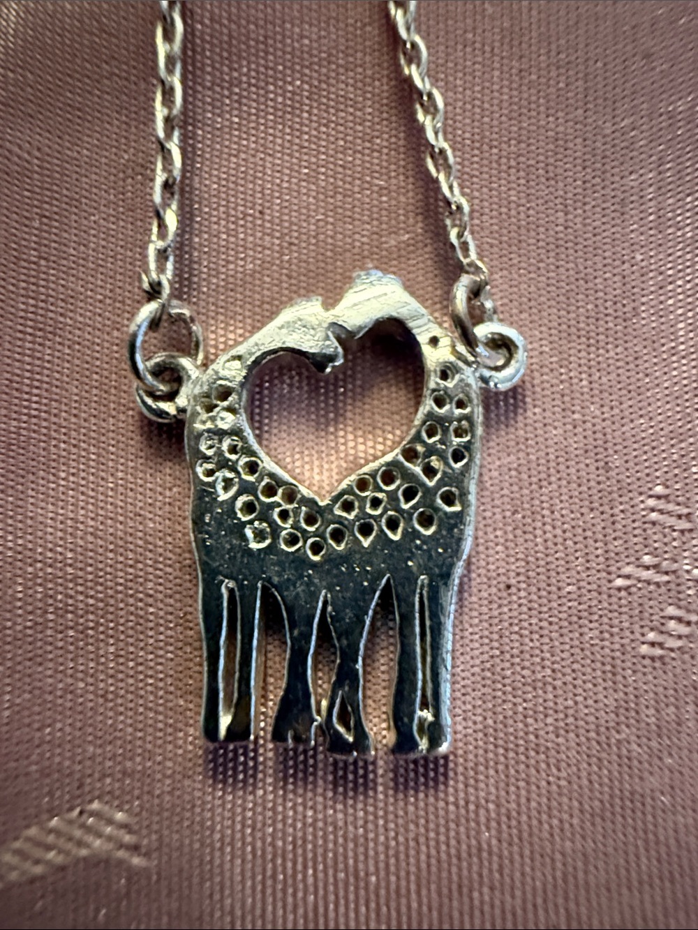 Silver Heart Cutout giraffe Pendant Necklace - Women Jewelry